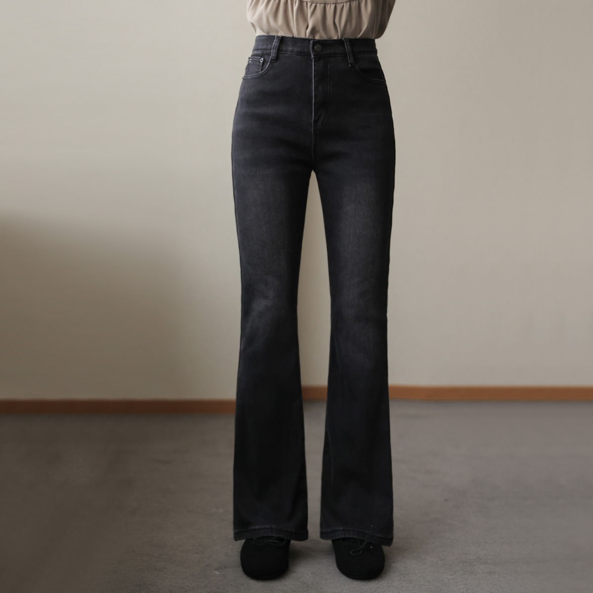 3TYPESoft fleece twill bootcut denim pants