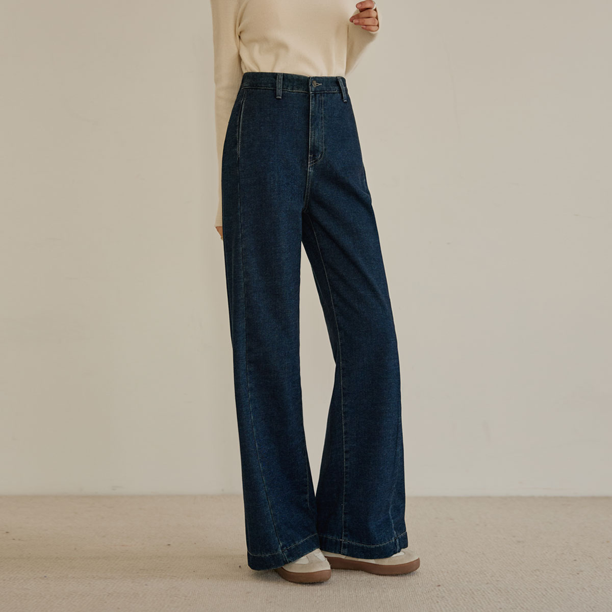 Velvet Touch Soft Fleece Wide Denim Pants
