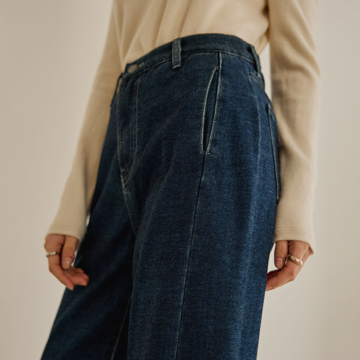 Velvet Touch Soft Fleece Wide Denim Pants