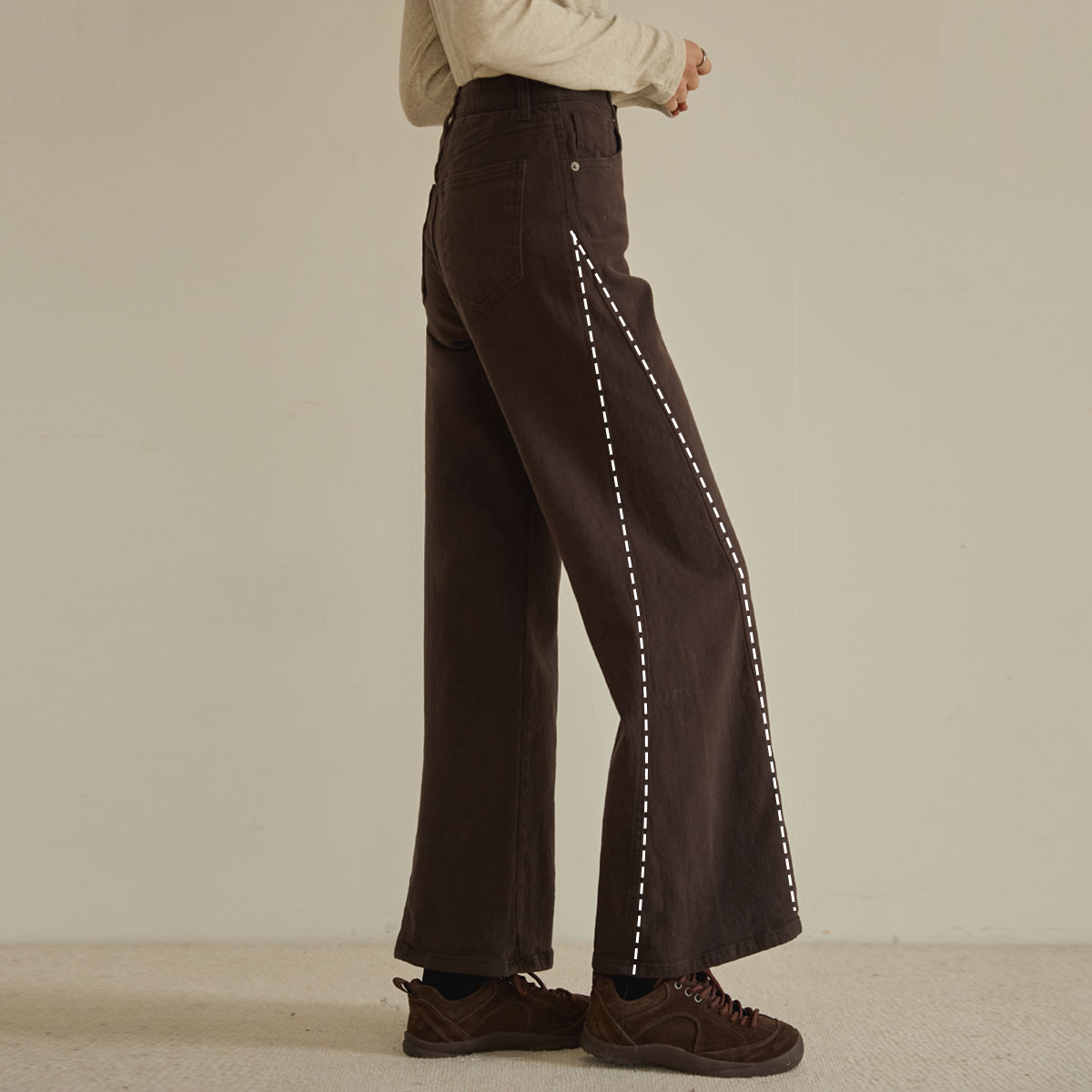 Warm fleece hidden wide pants