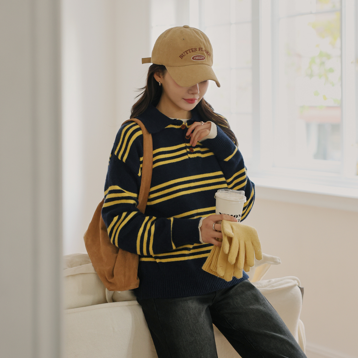 Preppy single-breasted knit