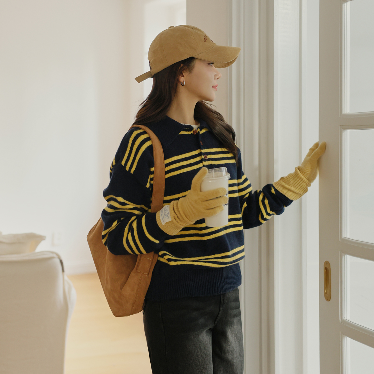 Preppy single-breasted knit