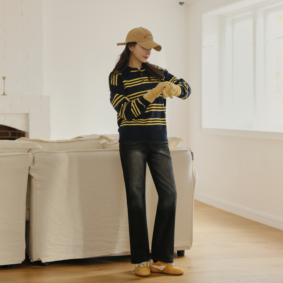 Preppy single-breasted knit