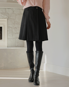 Peachy fleece wrap pleated skirt pants