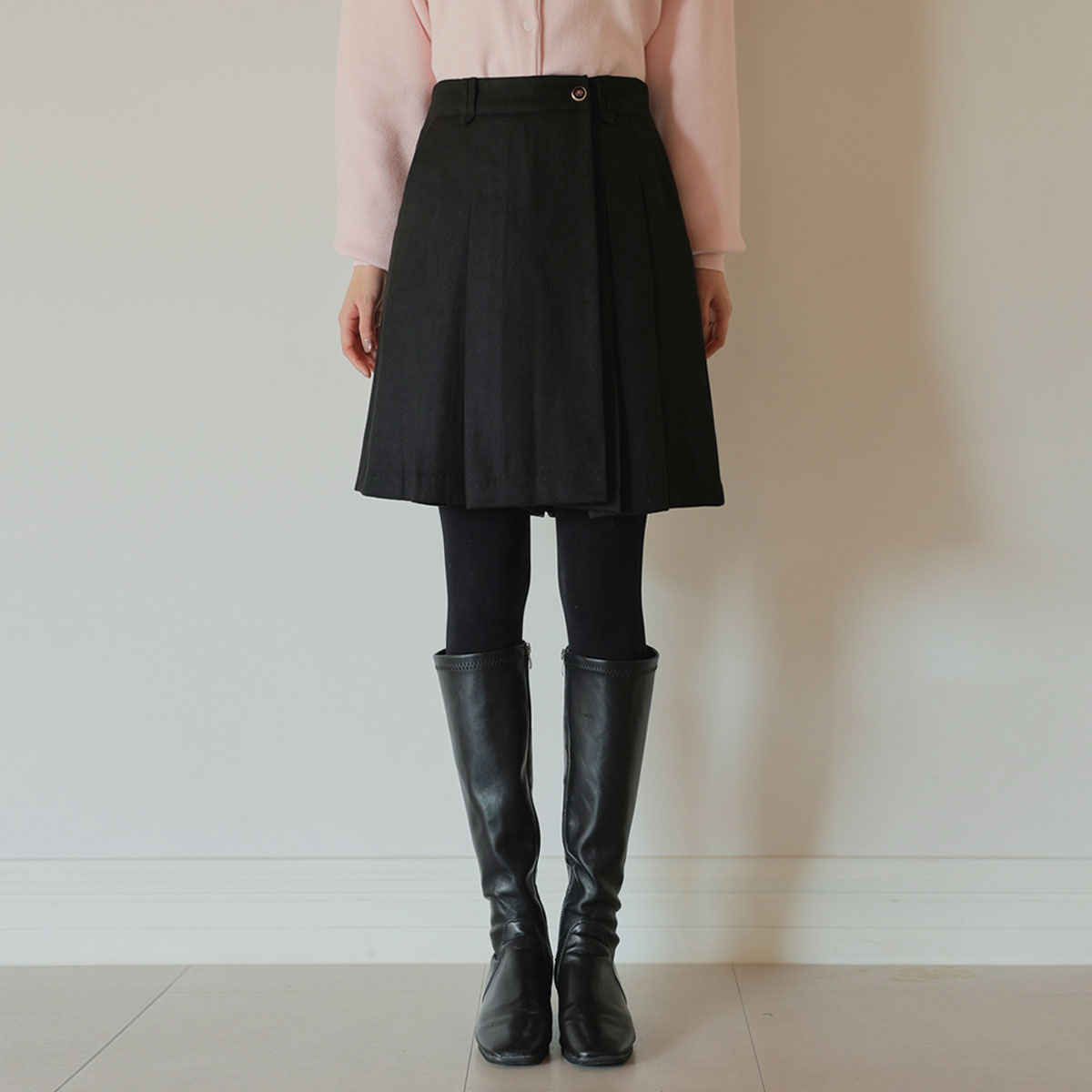 Peachy fleece wrap pleated skirt pants
