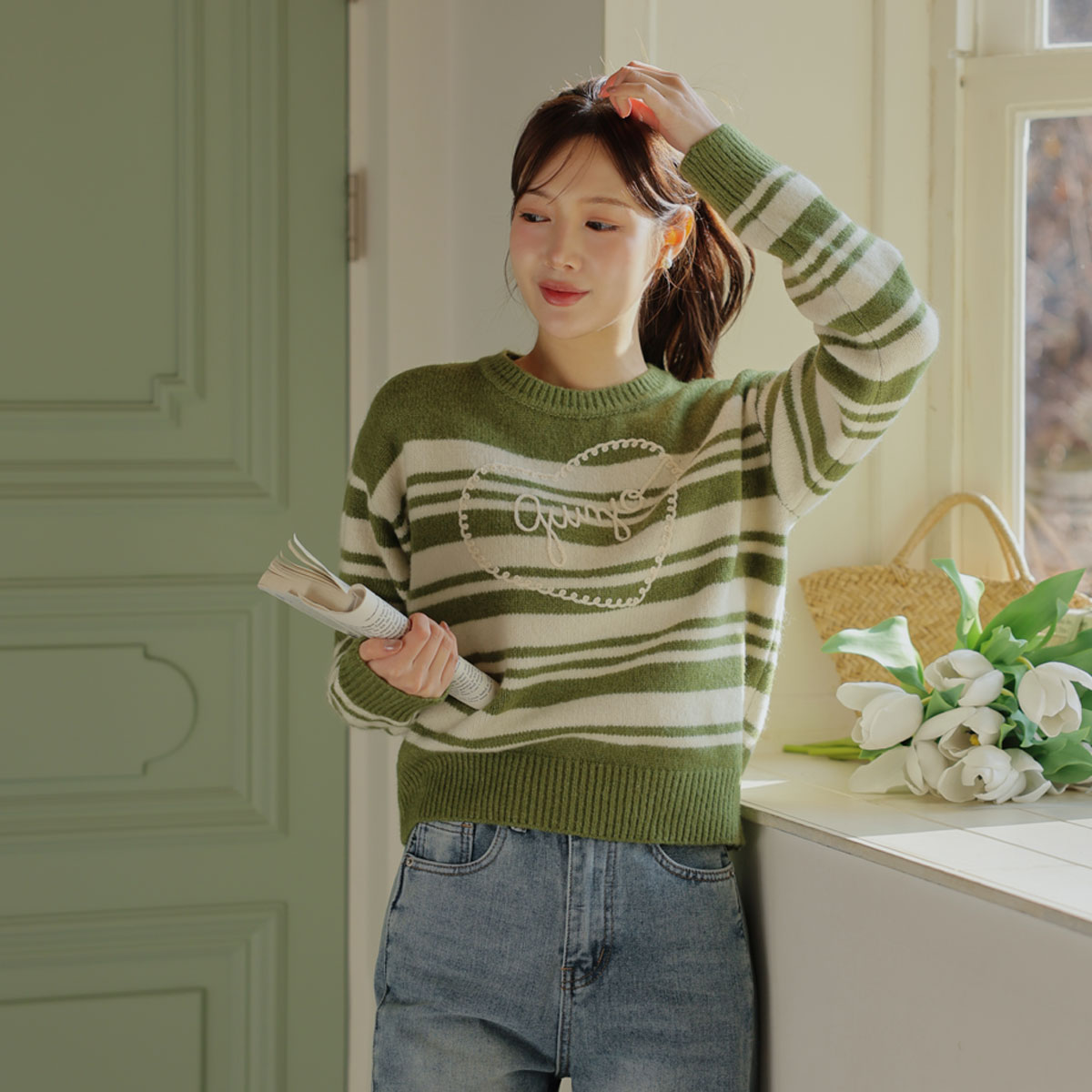 Linehart embroidered single-breasted knit