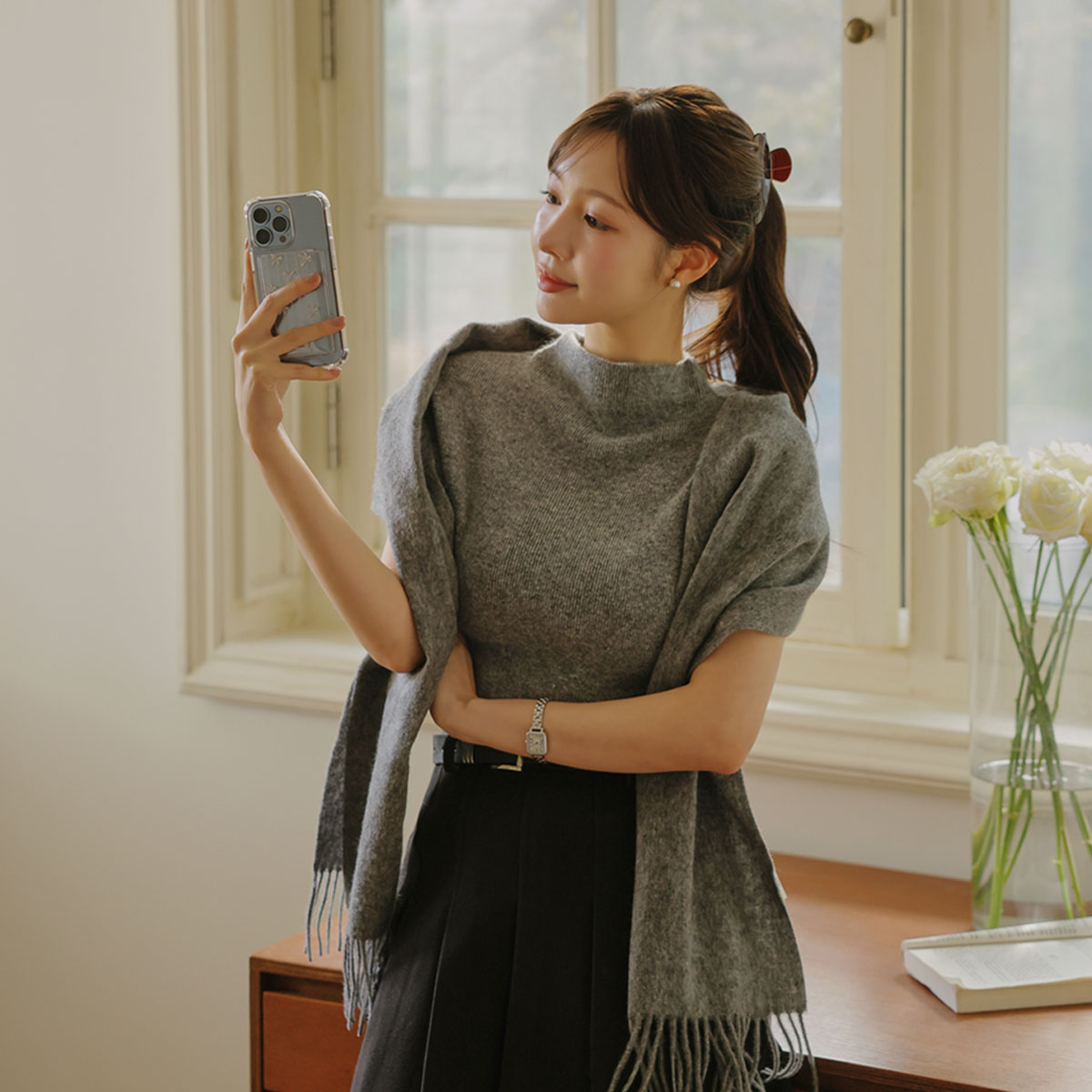 Washable cashmere-like half-polar knit