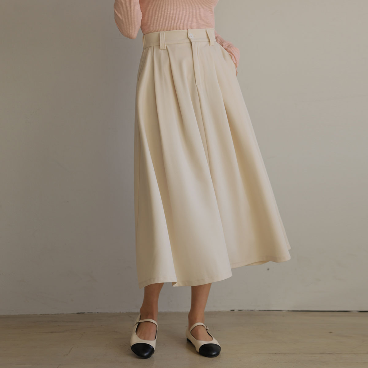 <b>[Limited Quantity SALE]</b> 2-Type Shirring Flare Banding Skirt