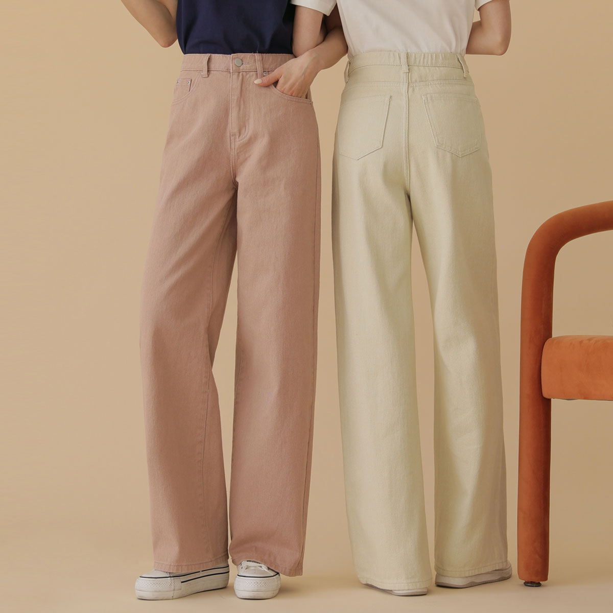 <b>[Limited-time discount]</b> <b>[2,000 units sold/hidden waist banding]</b> 2-type colored wide cotton pants