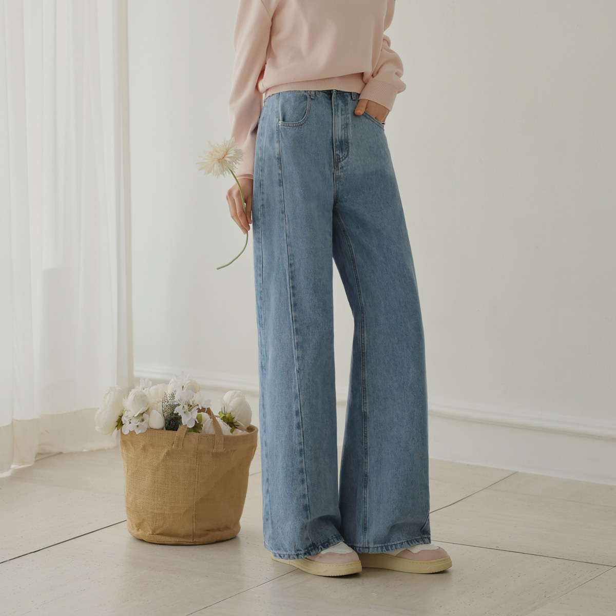 <b>[10,000 copies sold🏆/Harvey cover/Long leg fit]</b> 3-type optical illusion wide denim pants