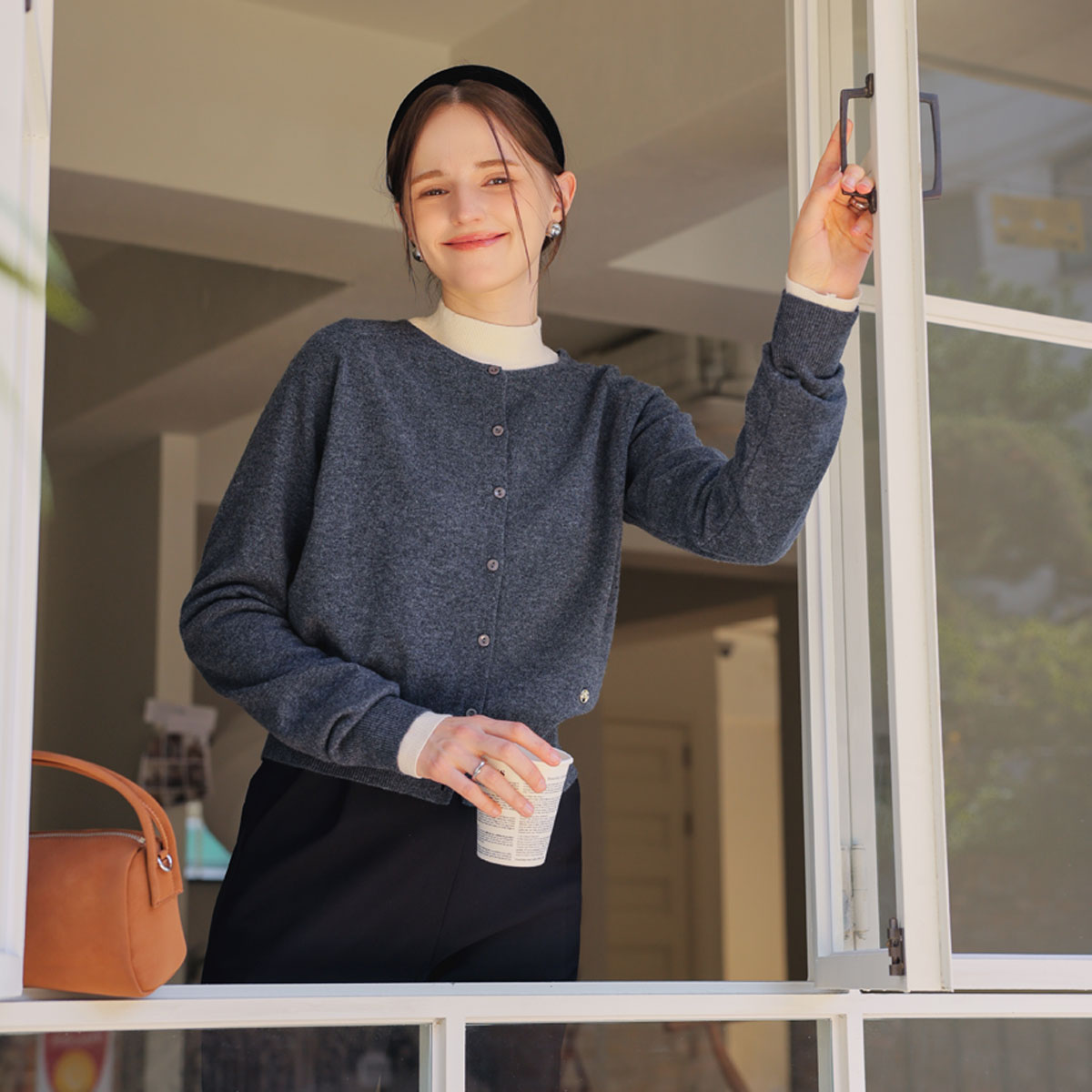 <b>[Wool 100%/2 sizes]</b> <b>[Made]</b> Warm Wool Round Knit Cardigan