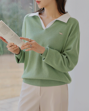 Hoppunmuji Shirt Collar Knit