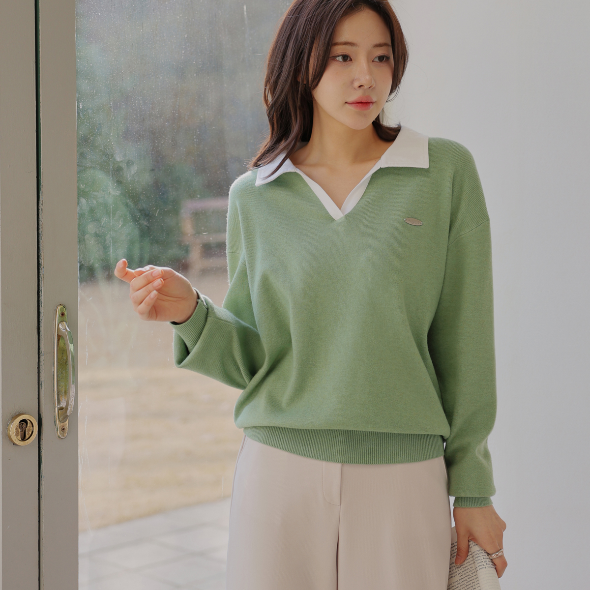 Hoppunmuji Shirt Collar Knit