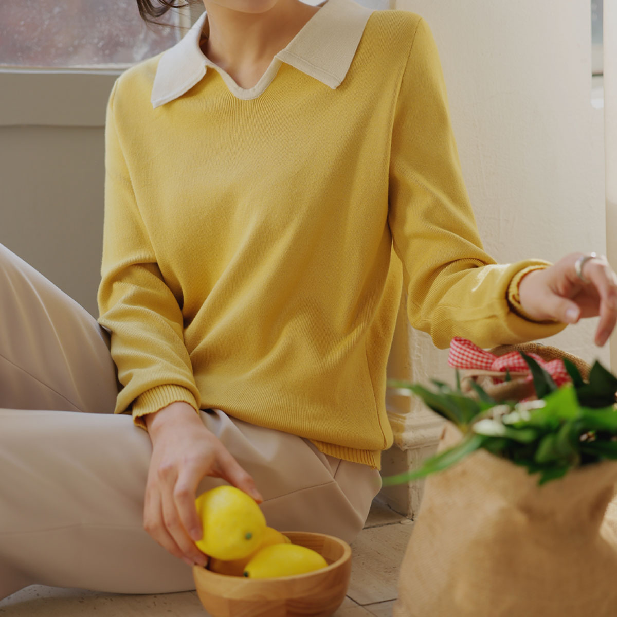 Mona color collar knit