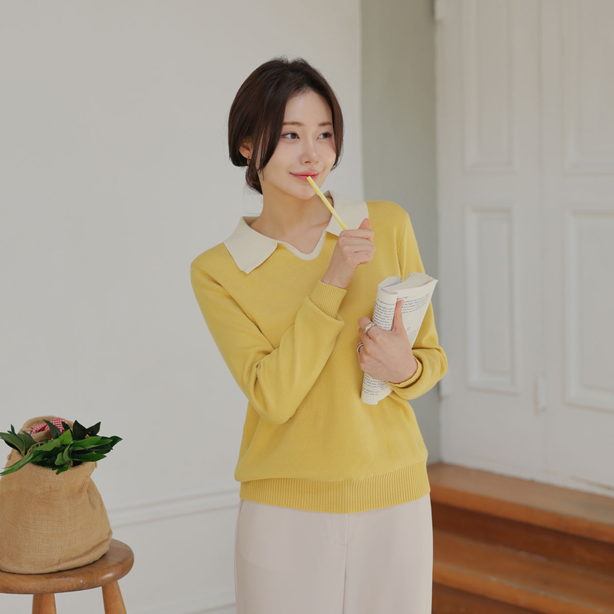 Mona color collar knit