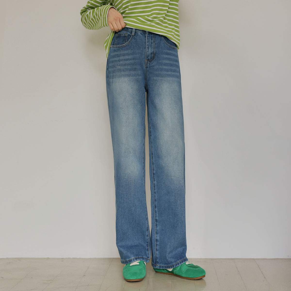 3TYPE Vintage Washed Wide Denim Pants