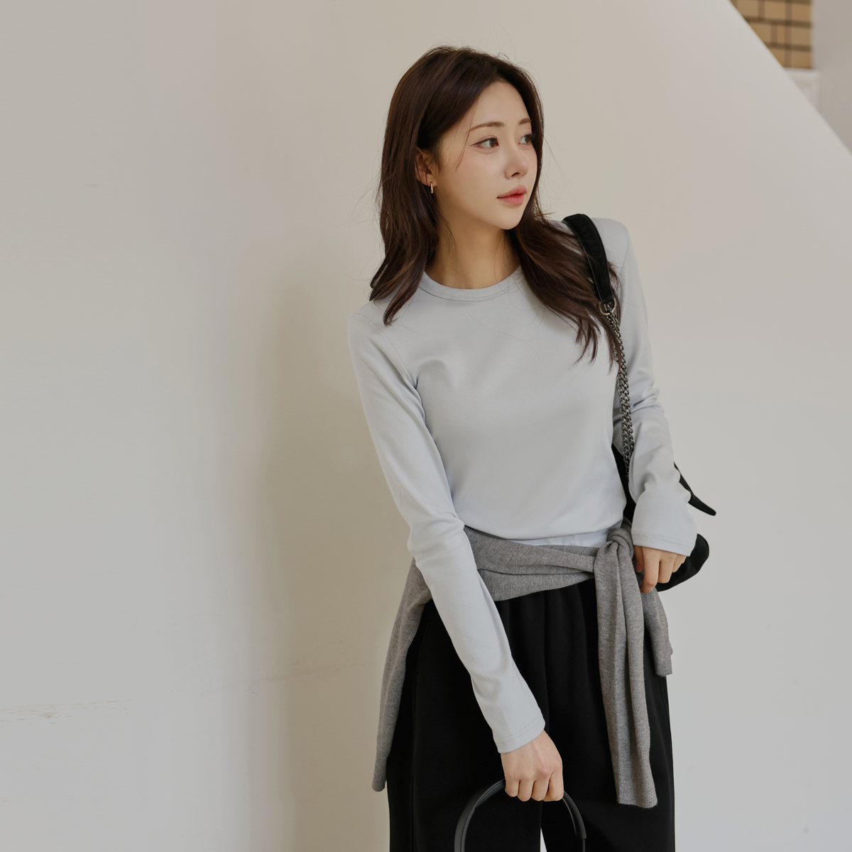 2TYPESpan Long-sleeved T-shirt that stays the same after washing