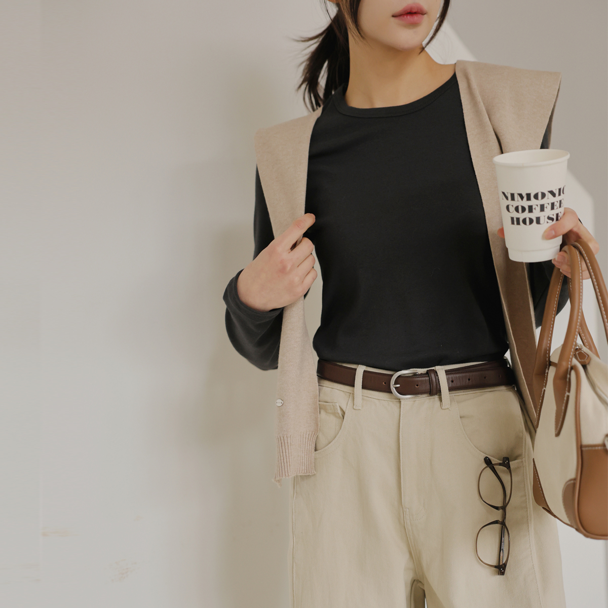 2TYPESpan Long-sleeved T-shirt that stays the same after washing