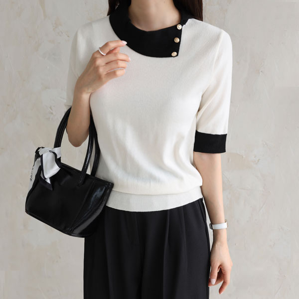 <b>[Limited Quantity SALE]</b> Jane Neck Color Block Knit