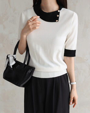 <b>[Limited Quantity SALE]</b> Jane Neck Color Block Knit