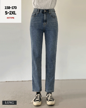 <b>[Limited Quantity SALE]</b> 3-TYPE Comfortable Washing Straight-Fit Banding Denim Pants (S-2XL)