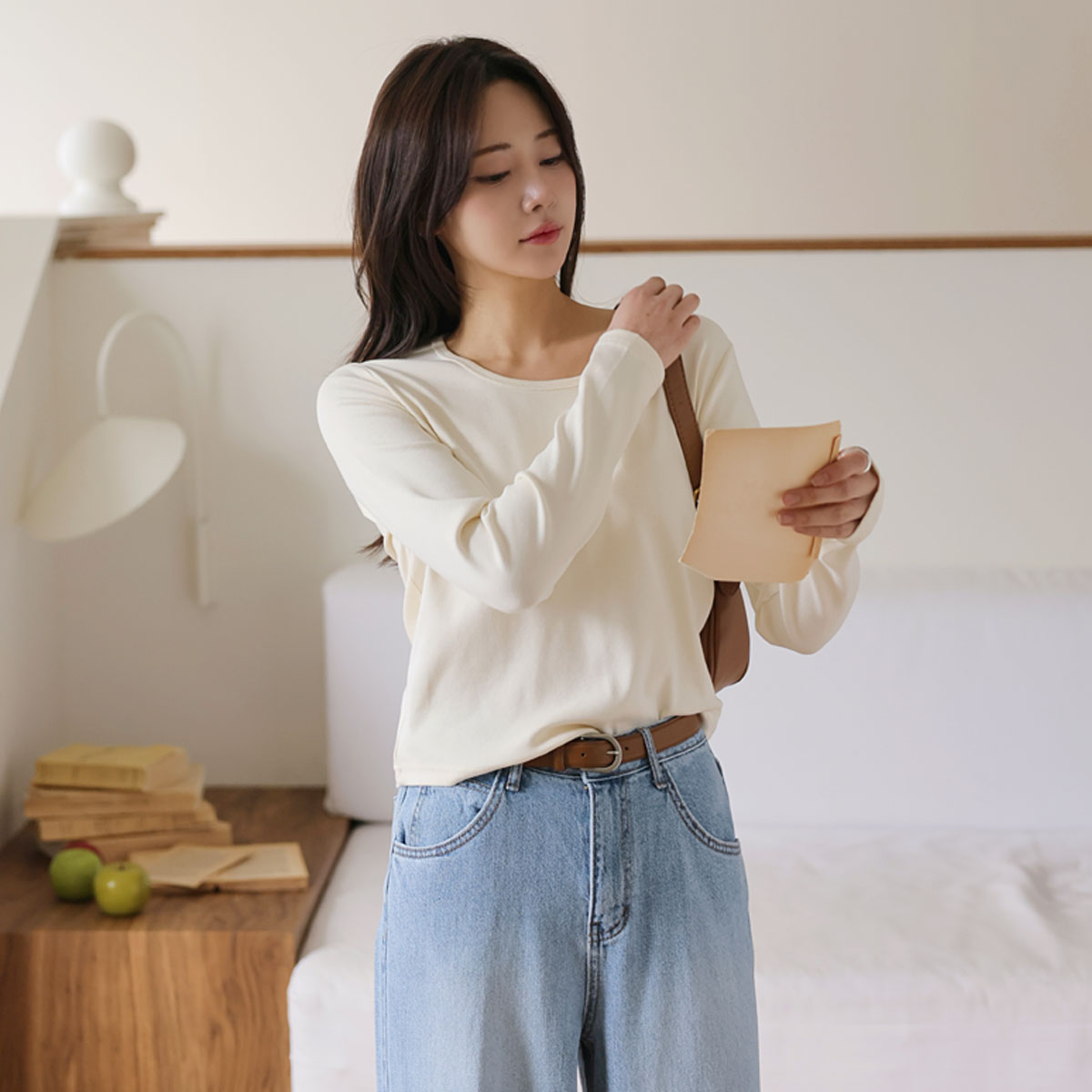 <b>[Special 2-Piece Special Price]</b> 2-Type Modal Long-Sleeve T-Shirt that Remains Clean After Washing