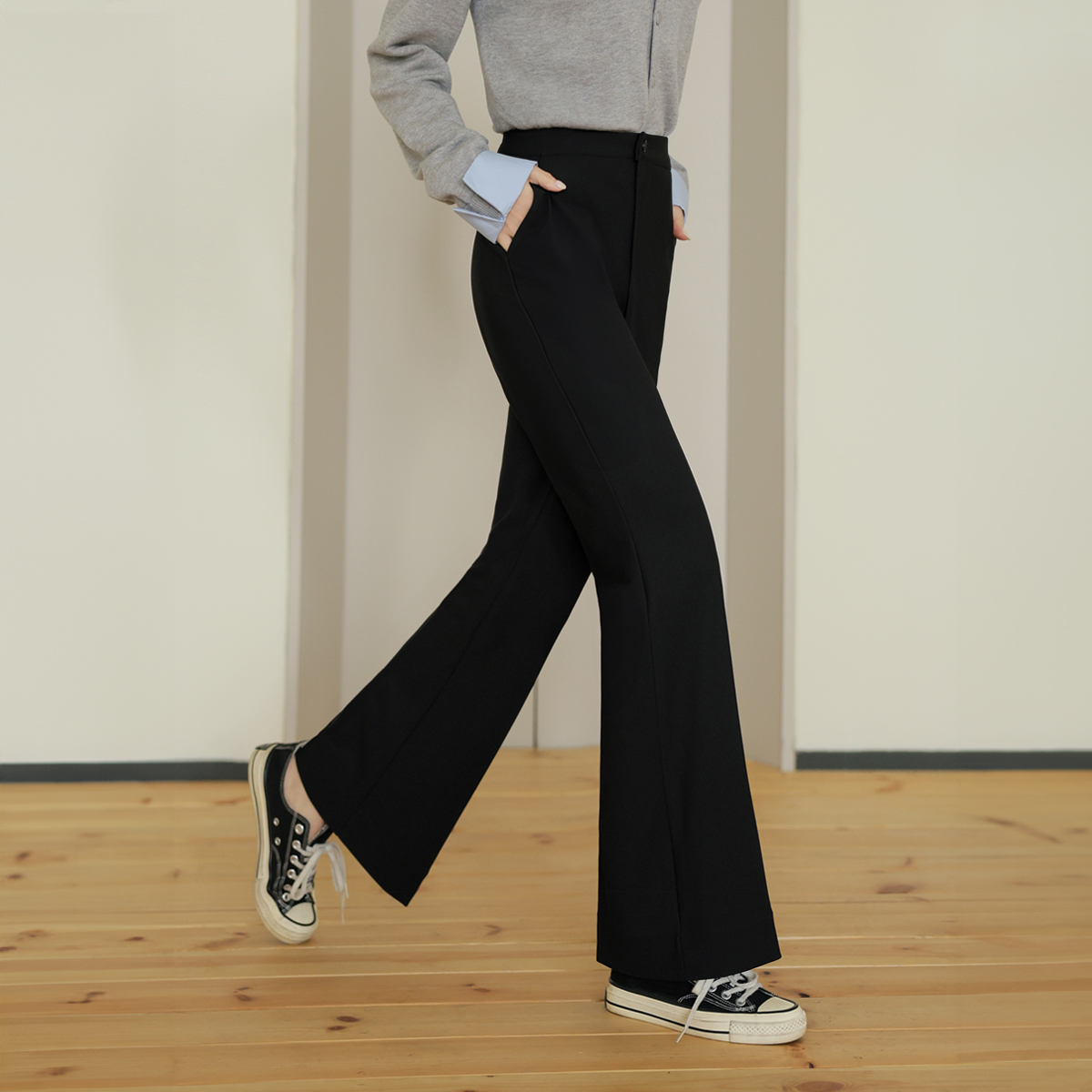 <b>[Made]</b> Mochi chewy banding semi-bootcut slacks