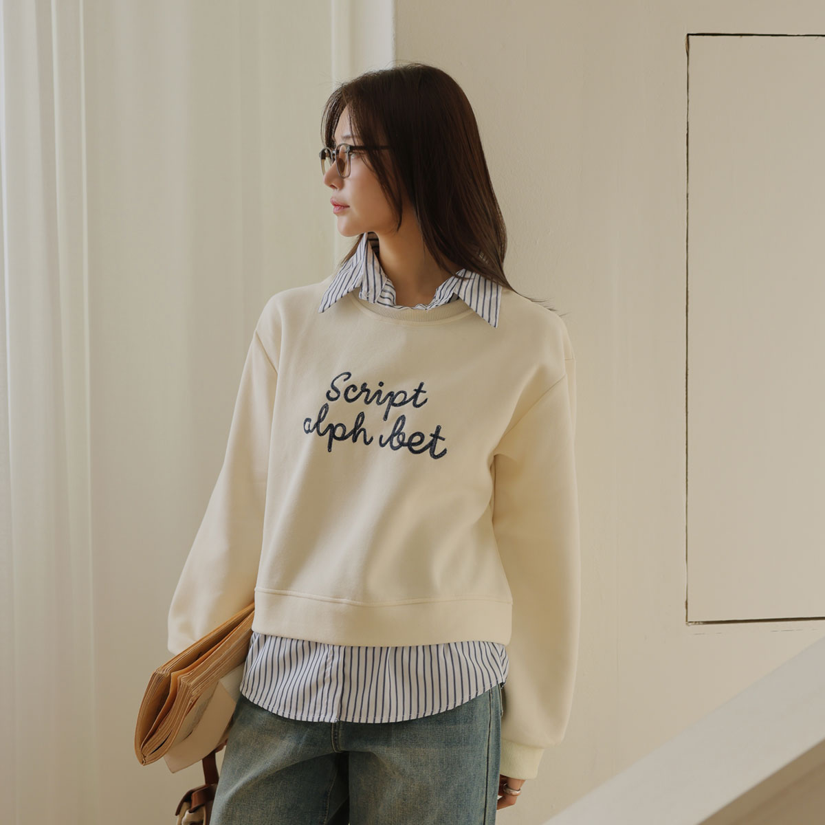 Combination Shirt Layered Sweatshirt