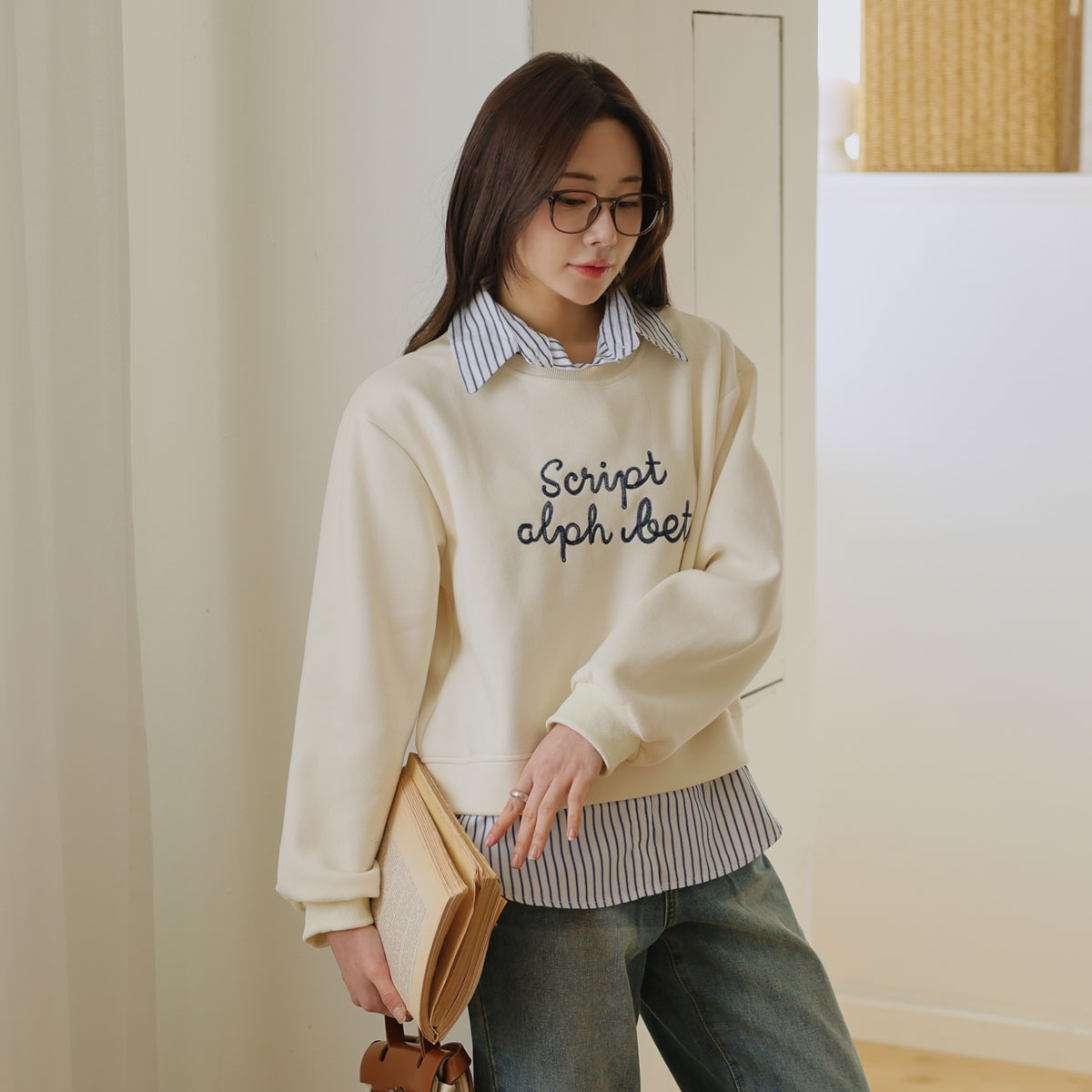 Combination Shirt Layered Sweatshirt