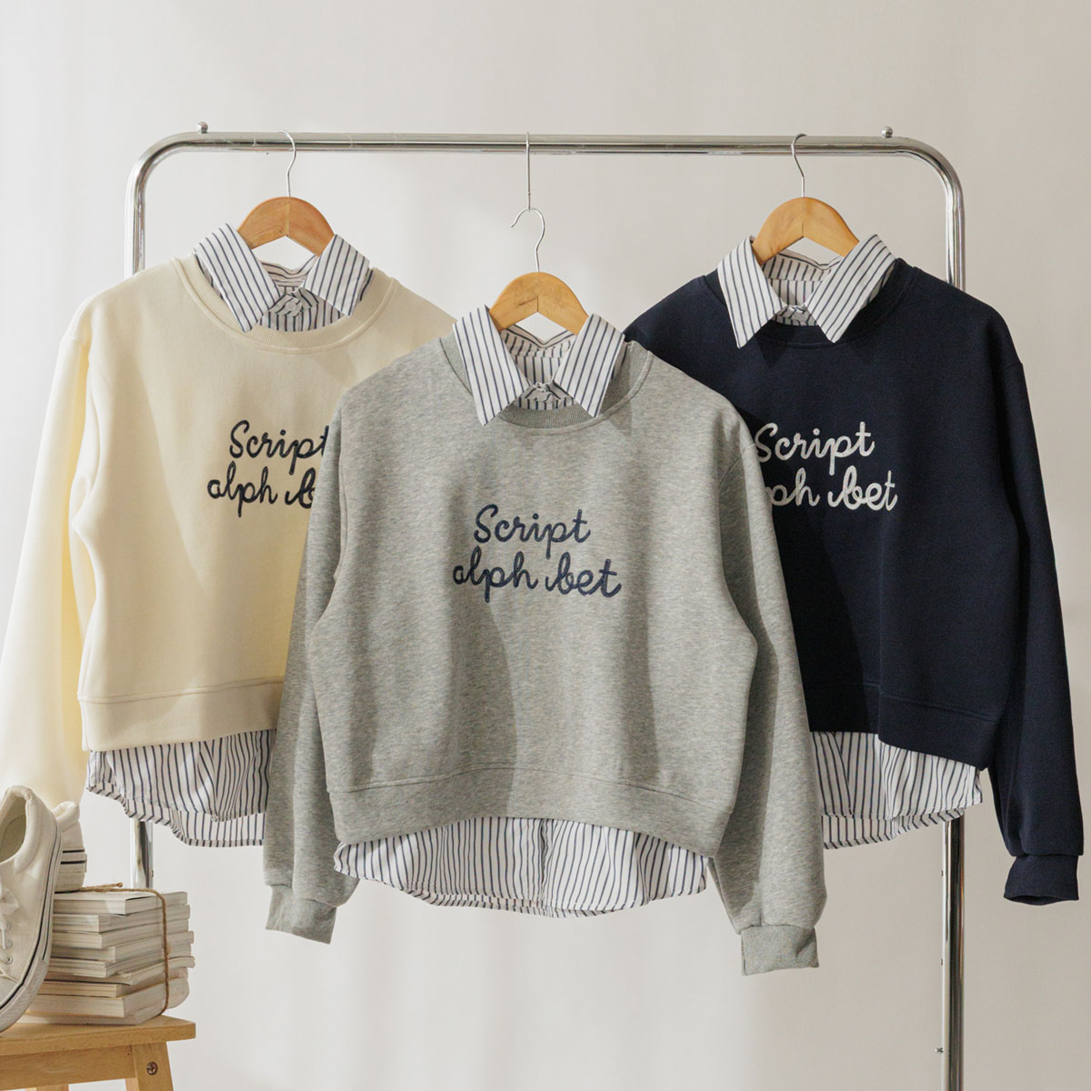 Combination Shirt Layered Sweatshirt