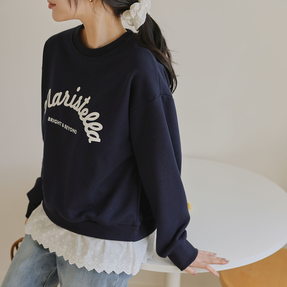 Lace Frill Sweatshirt