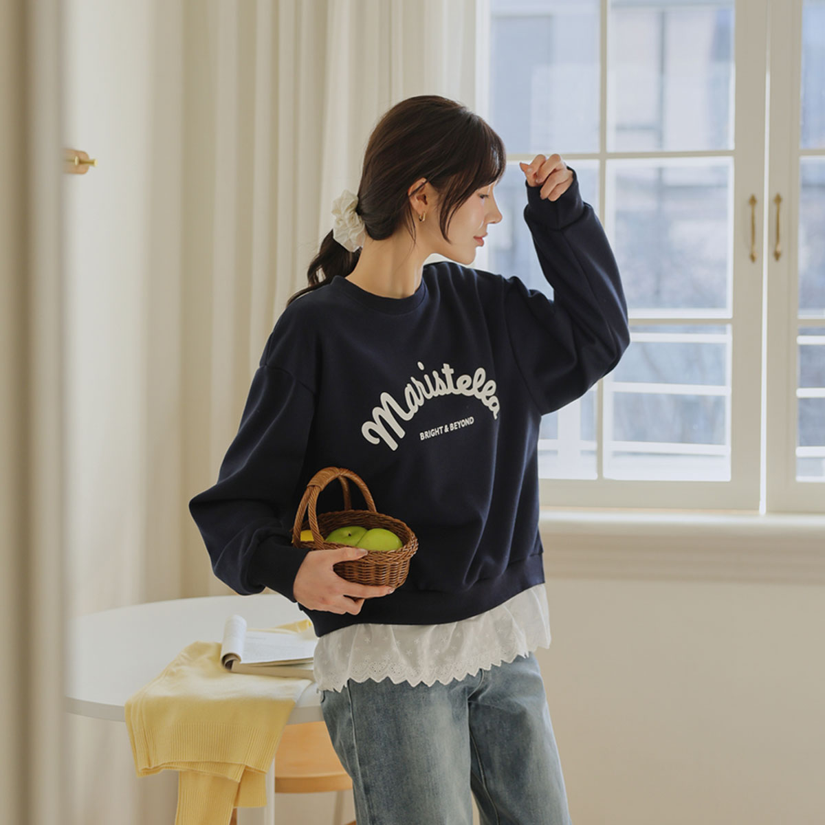 Lace Frill Sweatshirt