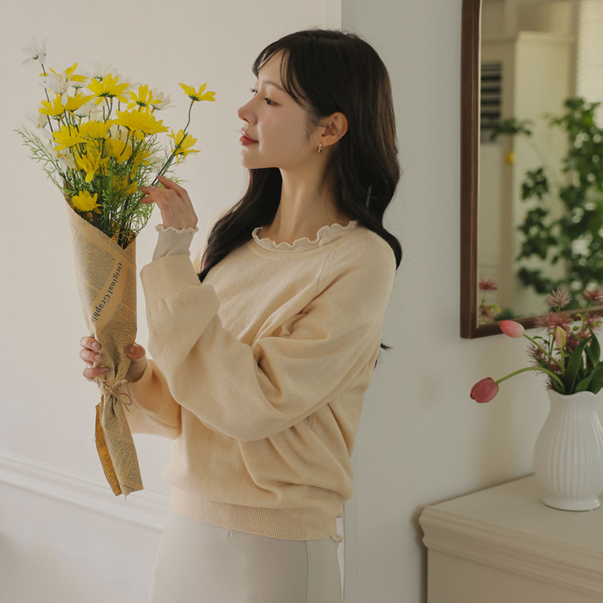 Lyocell Frill Tension Layered Tee