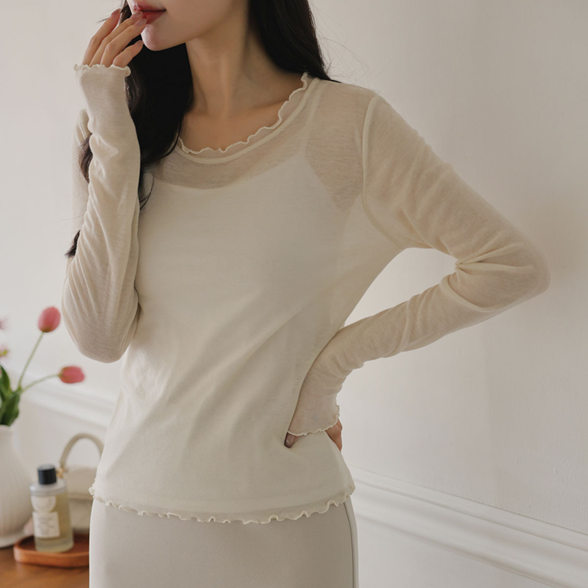 Lyocell Frill Tension Layered Tee