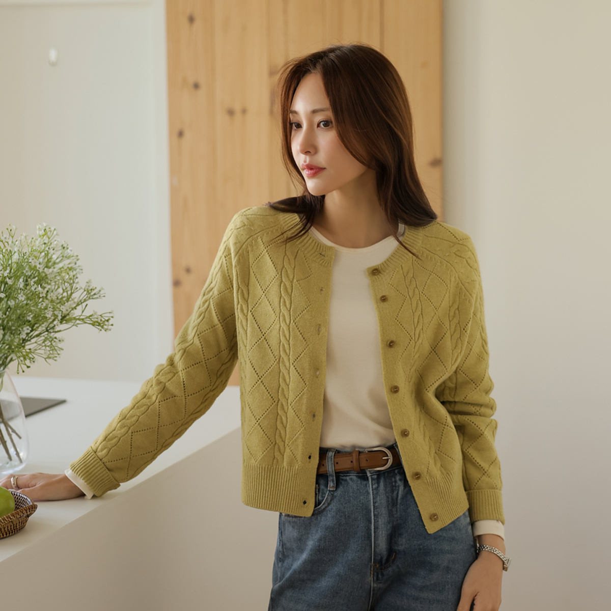 Scarf button-down knit