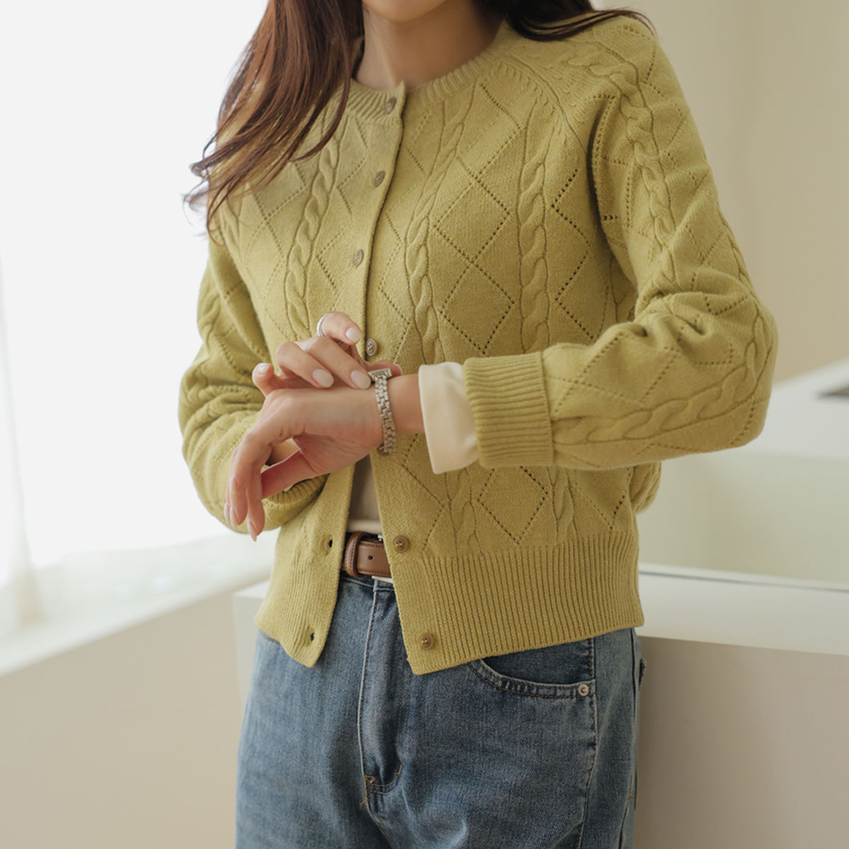 Scarf button-down knit