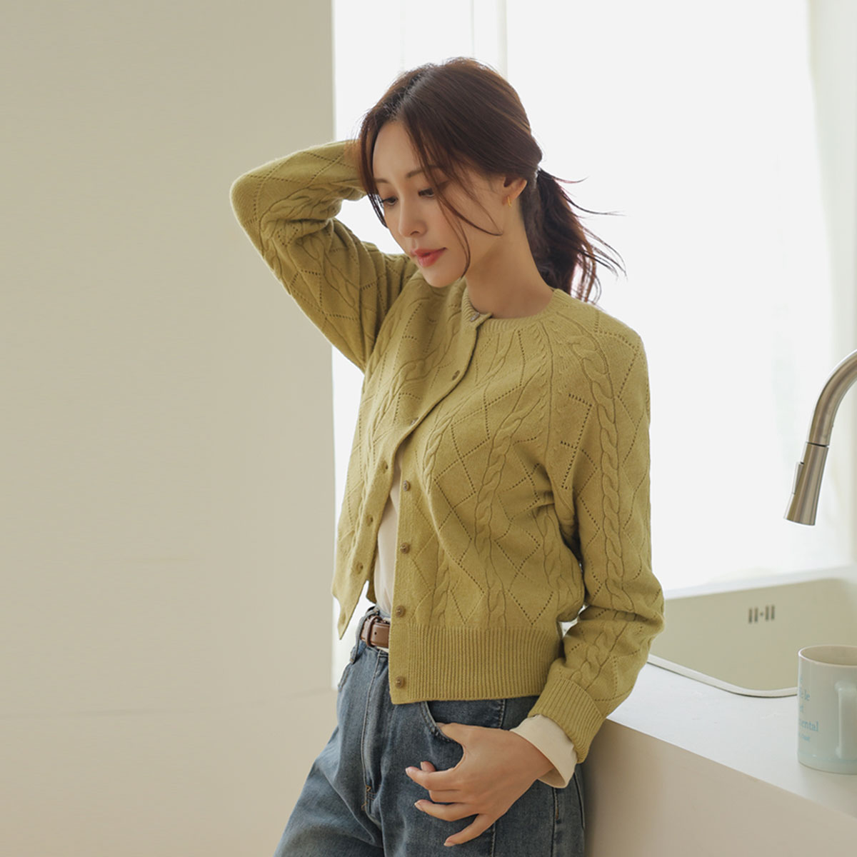 Scarf button-down knit