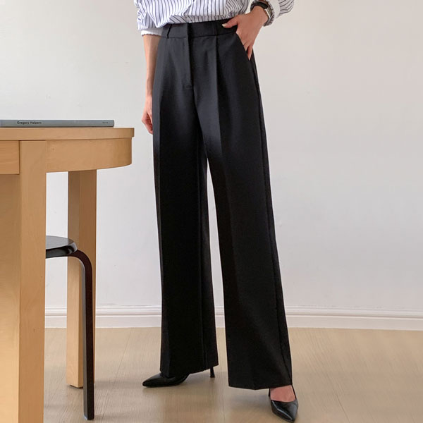 <b>[Limited Quantity SALE]</b> French Chic Pintuck Span Wide Slacks (S-3XL)