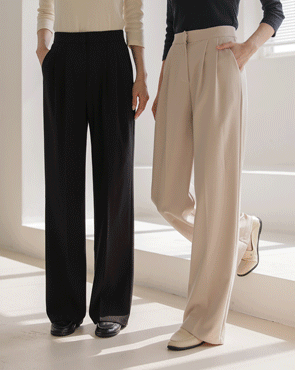 <b>[Limited Quantity SALE]</b> Two-Pin Tuck 4-Color Wide Slacks