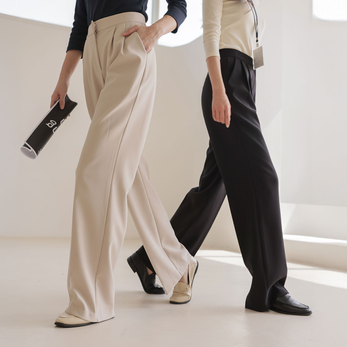 <b>[Limited Quantity SALE]</b> Two-Pin Tuck 4-Color Wide Slacks