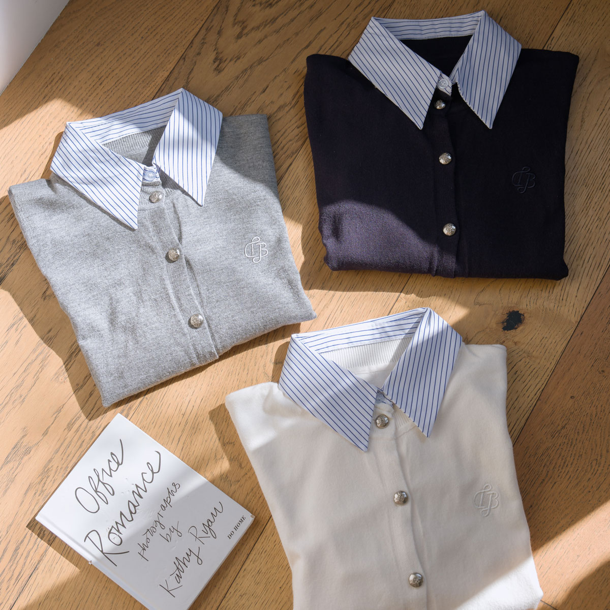 royal shirt layered knit cardigan