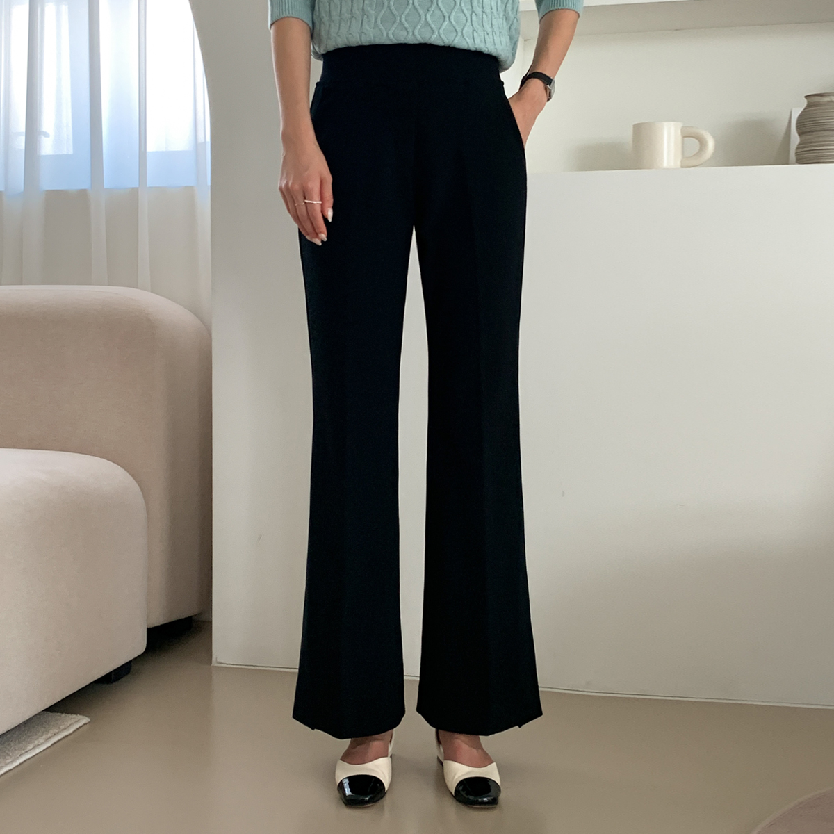 <b>[Limited Quantity SALE]</b> Soft and Elastic Banding Bootcut Slacks (SL)