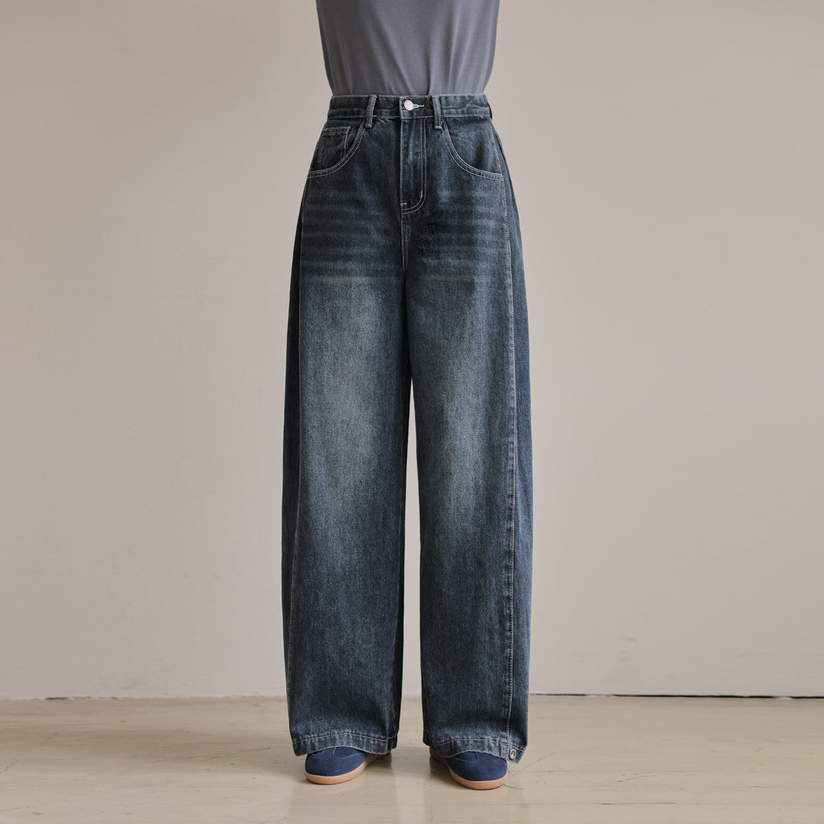 <b>[Limited Quantity SALE]</b> 3-Type Side-Folding Wide Denim Pants