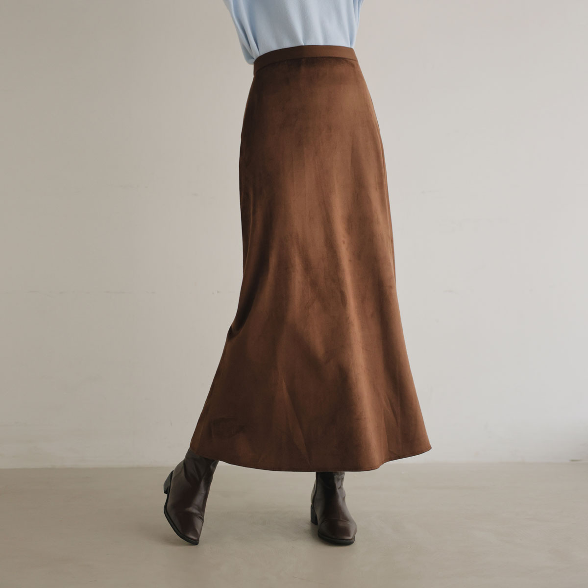 <b>[Limited Quantity SALE]</b> Banding Flare Suede Skirt