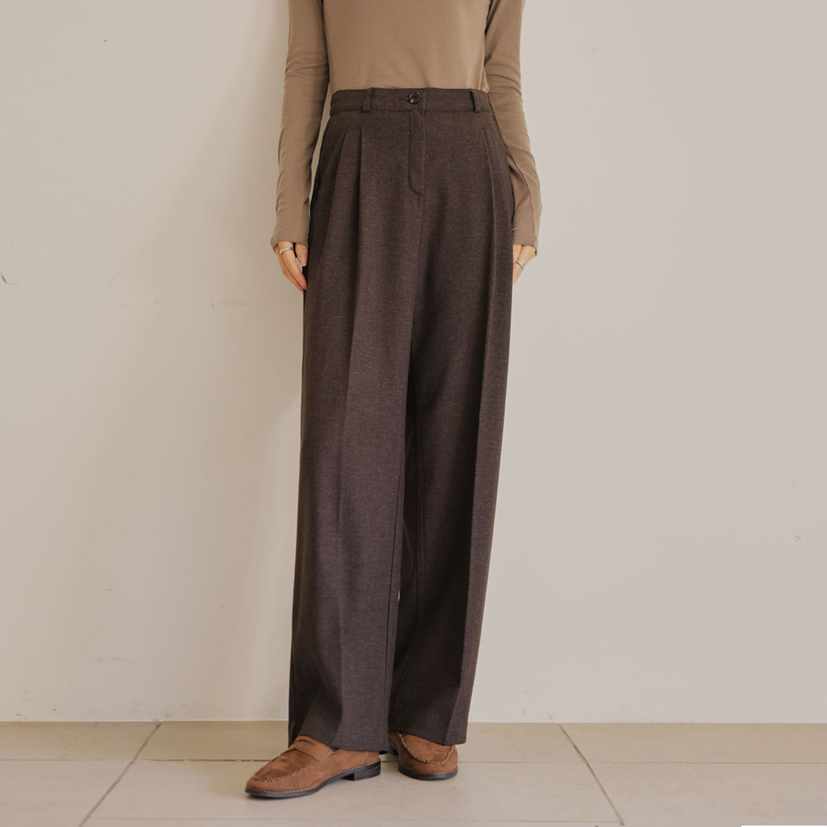 <b>[Limited Quantity SALE]</b> Cozy Double Pintuck Wide Slacks