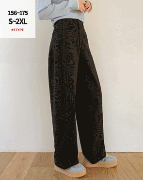 3TYPE viscose curved cotton pants