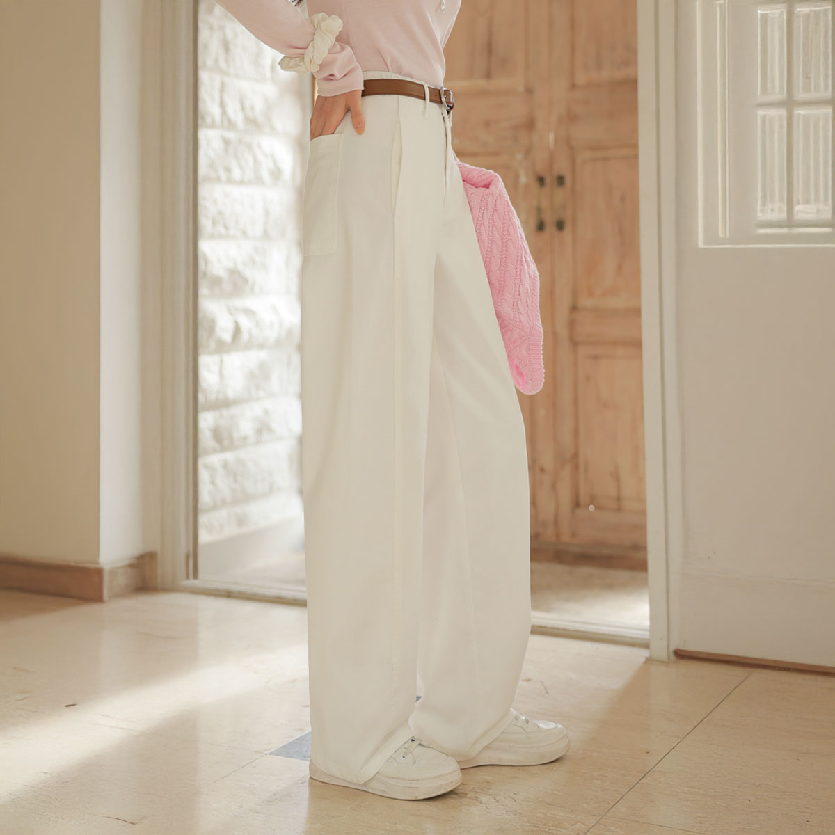 3TYPE viscose curved cotton pants