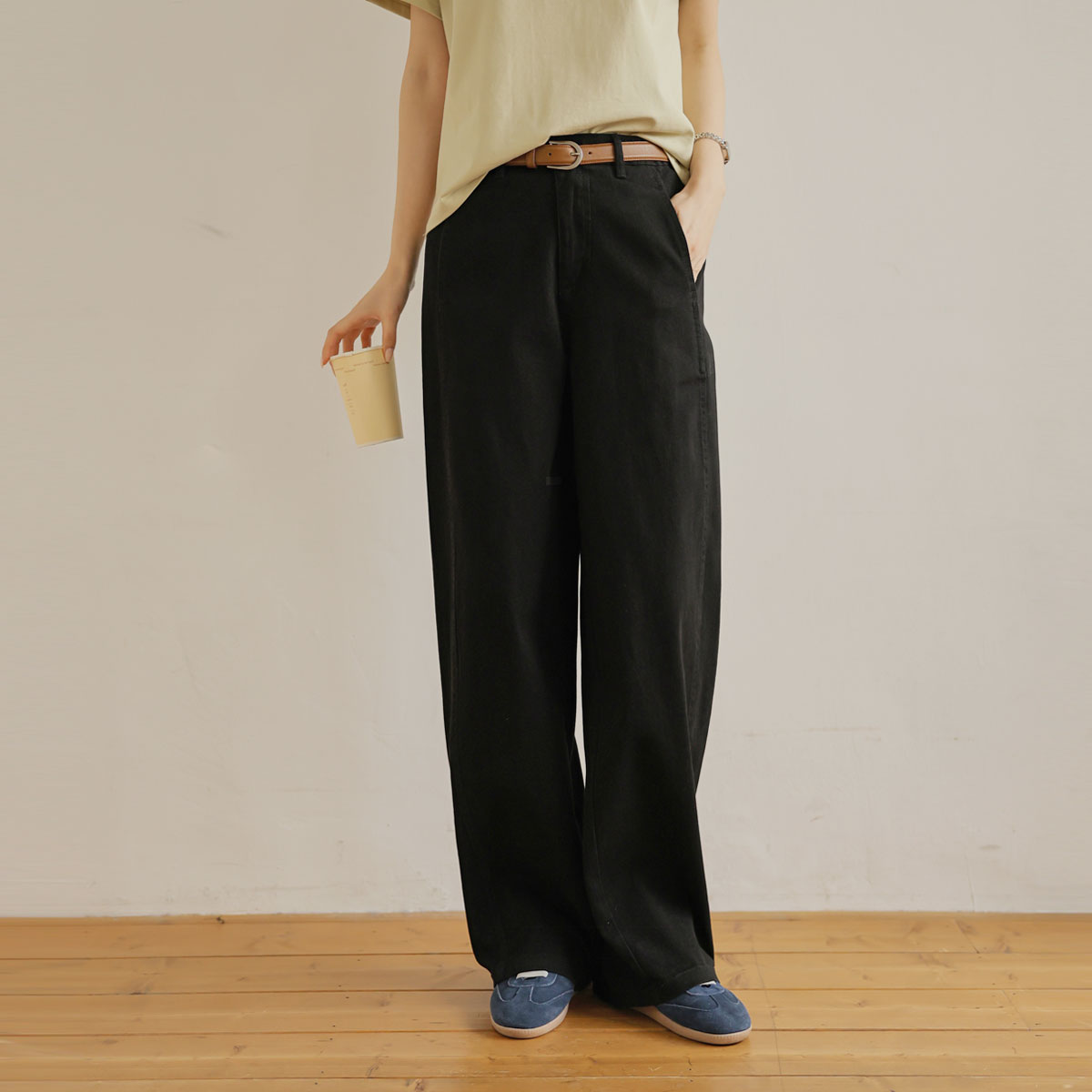 3TYPE viscose curved cotton pants