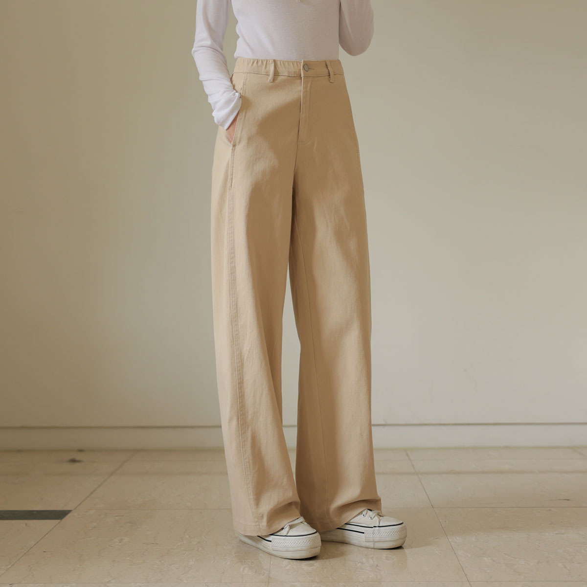 3TYPE viscose curved cotton pants