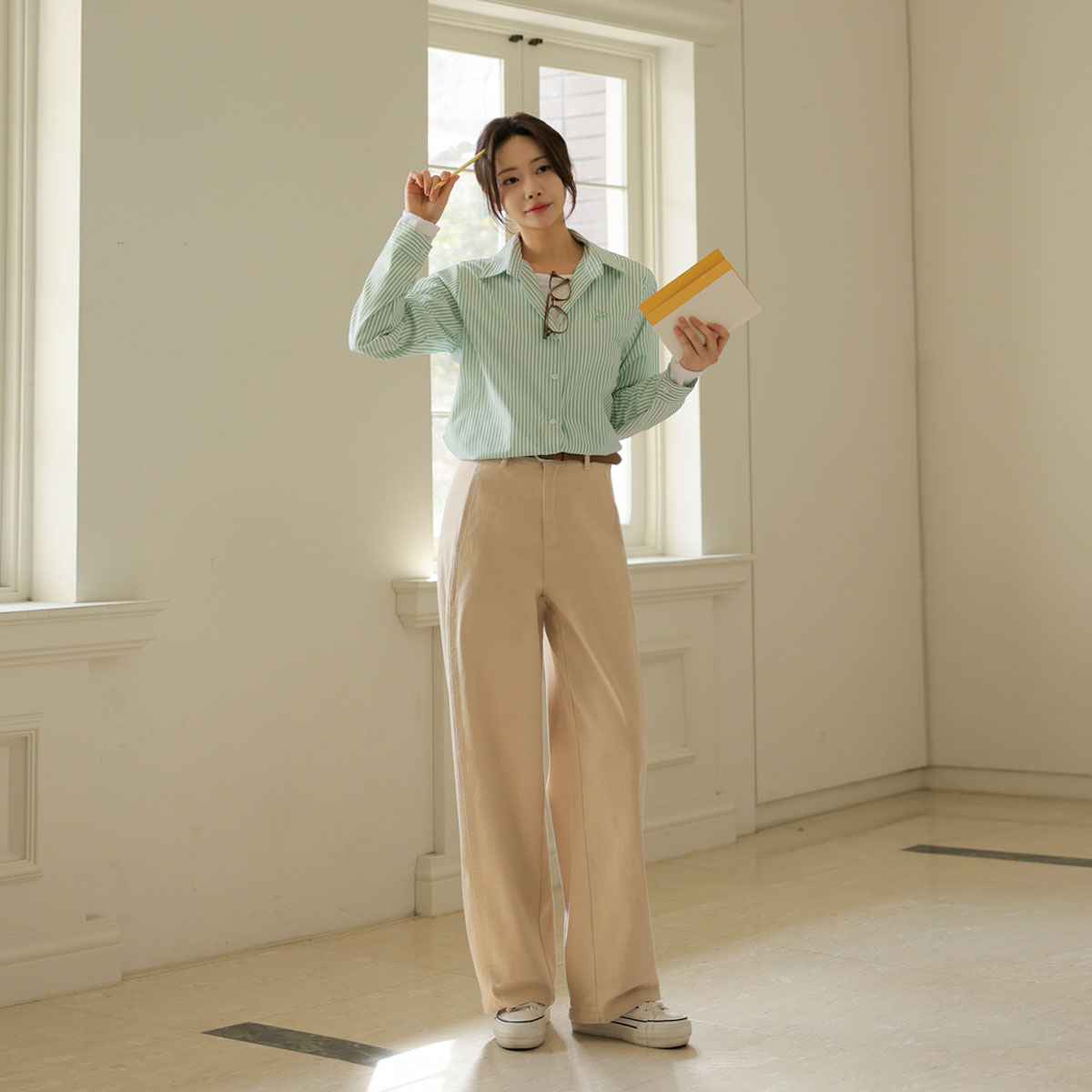 3TYPE viscose curved cotton pants